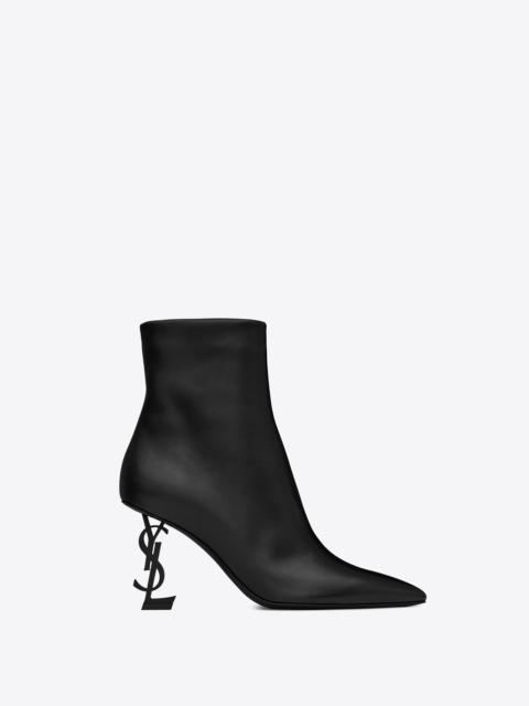 SAINT LAURENT opyum booties in leather with black heel