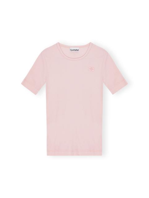 PINK SOFT COTTON RIB SHORT SLEEVE T-SHIRT