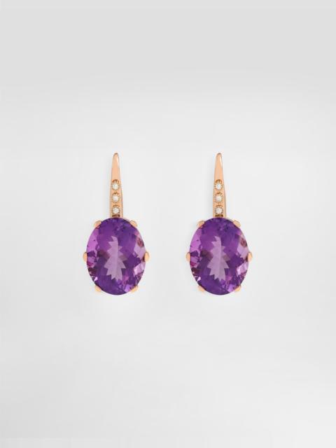Dolce & Gabbana Anna earrings in 18-carat red gold with amethysts and diamonds