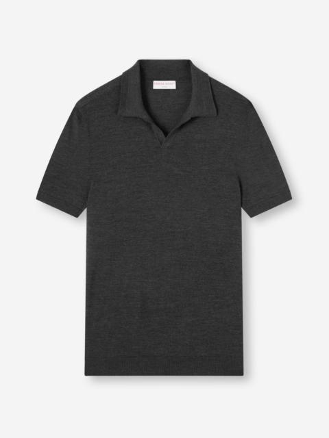 Derek Rose Men's Polo Shirt Orson Merino Wool Charcoal Gray