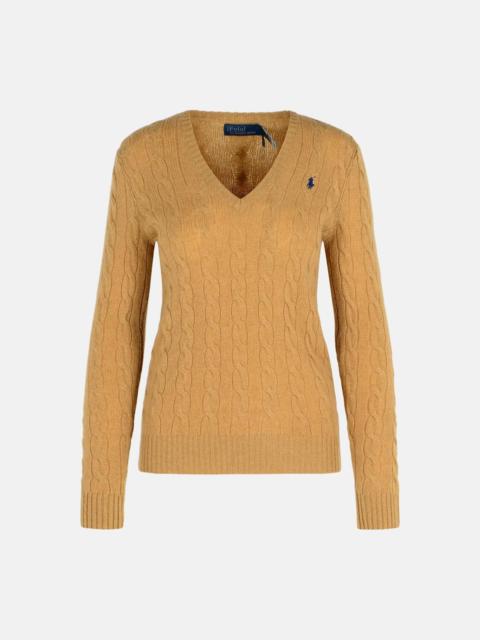 Polo Ralph Lauren 'KIMBERLY' LIGHT BROWN CASHMERE BLEND SWEATER
