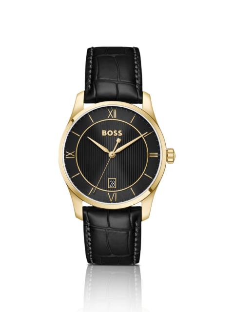BOSS PRINCIPLE PRESTIGE WATCH WITH BLACK TEXTURED DIAL