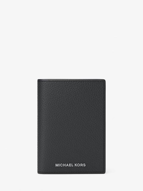 MICHAEL KORS Hudson Pebbled Leather Folio Card Case