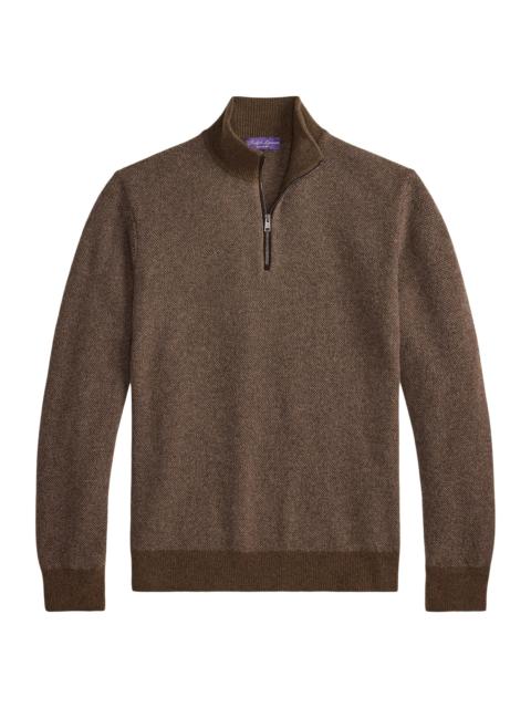 Ralph Lauren Men's Cashmere Quarter-Zip Sweater - Taupe Multi