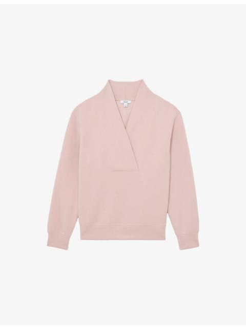 REISS Annabel Shawl-Neck Long-Sleeve Jersey Top