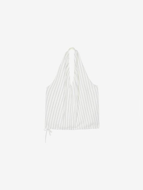 The Frankie Shop Branton Drawstring Halter Top - White/Black Pinstripe