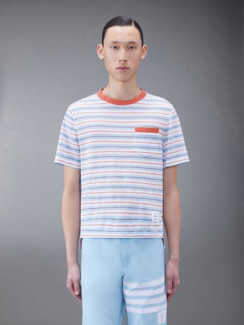 Linen Jersey Short Sleeve Striped Pocket Tee