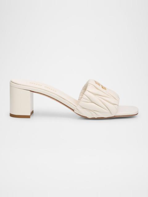 Miu Miu Quilted Leather Mule Sandals