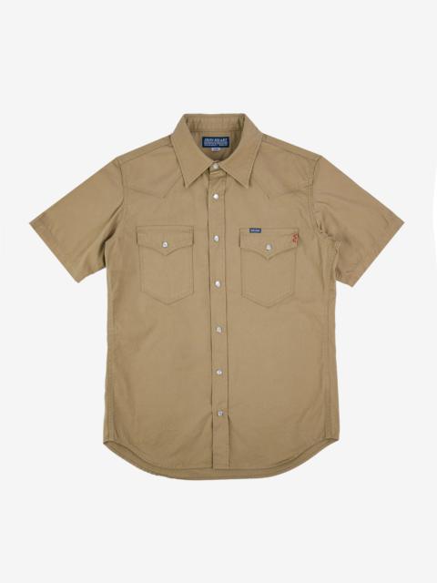 Iron Heart IHSH-387-KHA 7oz Fatigue Cloth Short Sleeved Western Shirt - Khaki