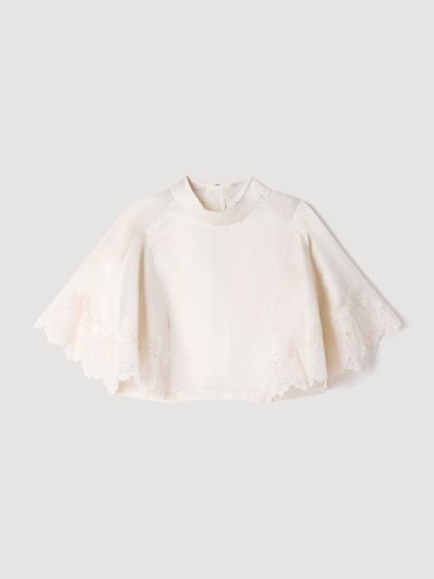 Sandro SATIN CAPE-EFFECT CROP TOP