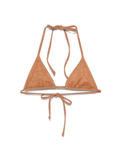 x Bella Hadid suede triangle bikini top