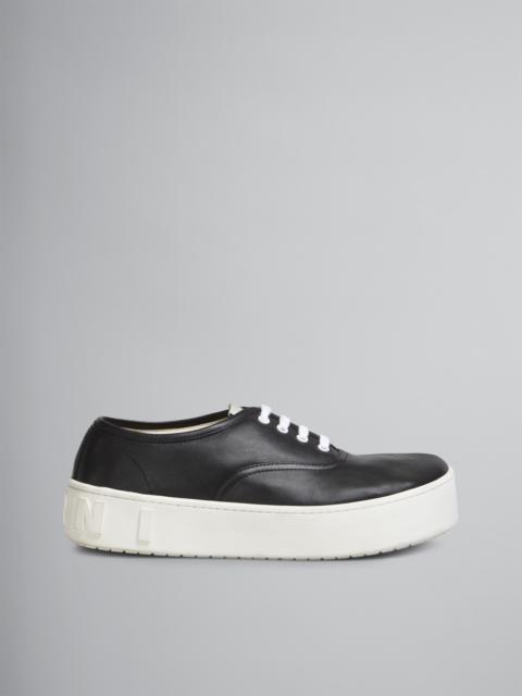 Marni BLACK LEATHER SNEAKER WITH MAXI LOGO