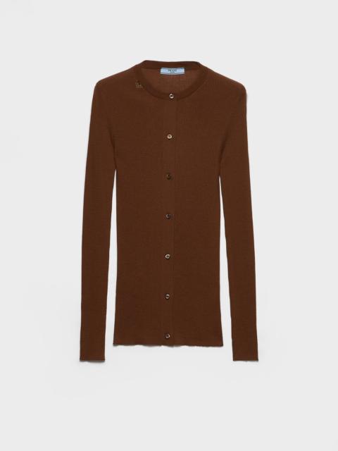 Prada Ribbed knit wool cardigan