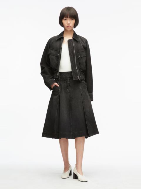 3.1 Phillip Lim Pleated Denim Midi Skirt