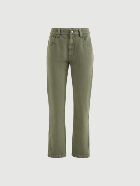 Brunello Cucinelli Dyed denim five-pocket straight trousers with shiny bartack