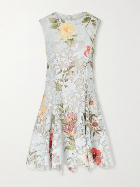 Oscar de la Renta Floral-print Lace Mini Dress