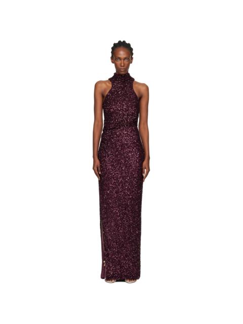 Balmain Purple Sleeveless Sequin Maxi Dress