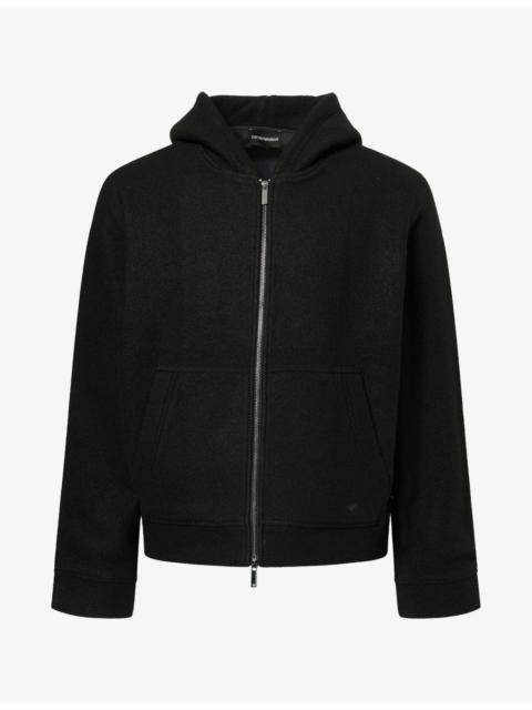 EMPORIO ARMANI Hooded Zip-Up Wool-Blend Jacket