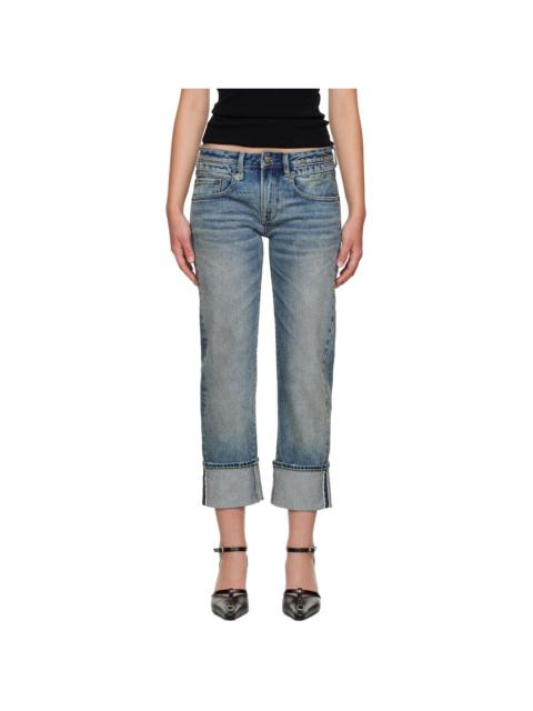 R13 Blue Cuffed Boy Straight Jeans