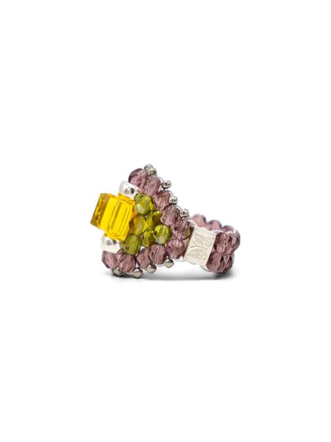 NEEDLES NEEDLES x Tie A Knot Square Crystal Beads Ring - Yellow x Purple