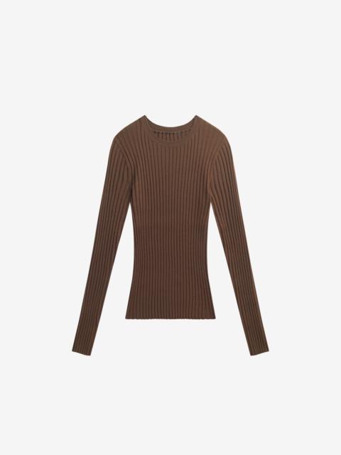 The Frankie Shop Ruan Ribbed Knit Top - Brown