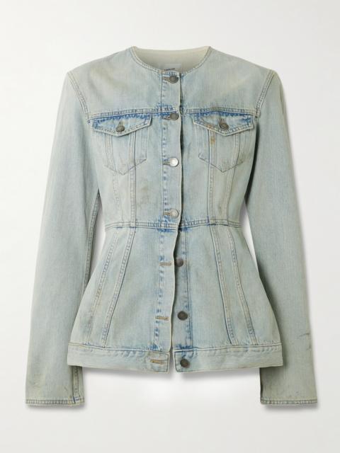 HAIKURE Temple Distressed Denim Peplum Jacket
