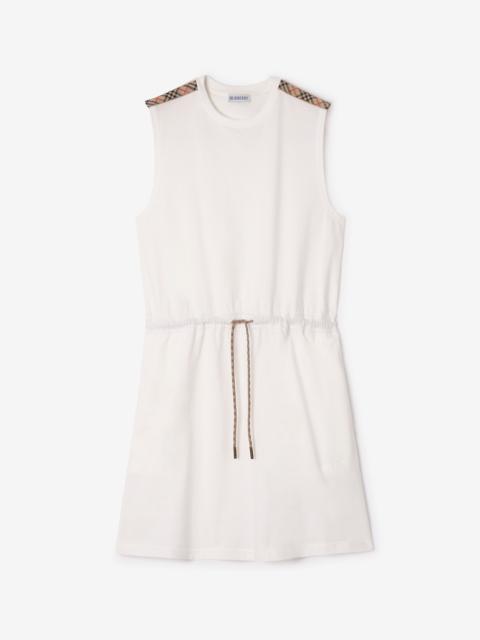 Burberry Check Trim Cotton Jersey Dress