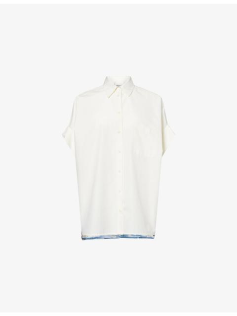 WEEKEND Max Mara Printed Silk-Panel Boxy-Cut Cotton Shirt