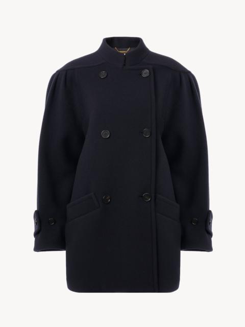 Chloé HIGH-NECK DOUBLE-BREASTED COAT IN WOOL