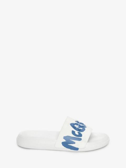 Alexander McQueen Mcqueen Graffiti Rubber Pool Slide in White