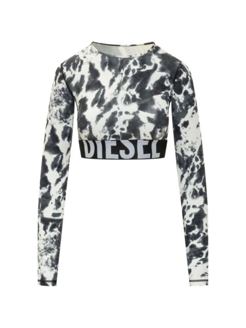 Diesel tie-dye long-sleeve crop top
