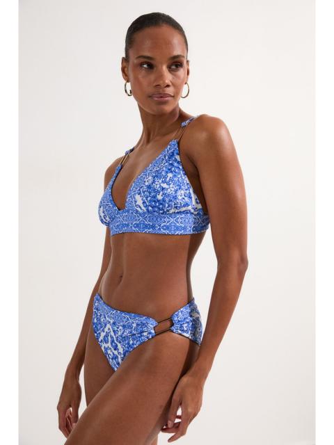 KAREN MILLEN Blue Scarf Print Bikini Bottom