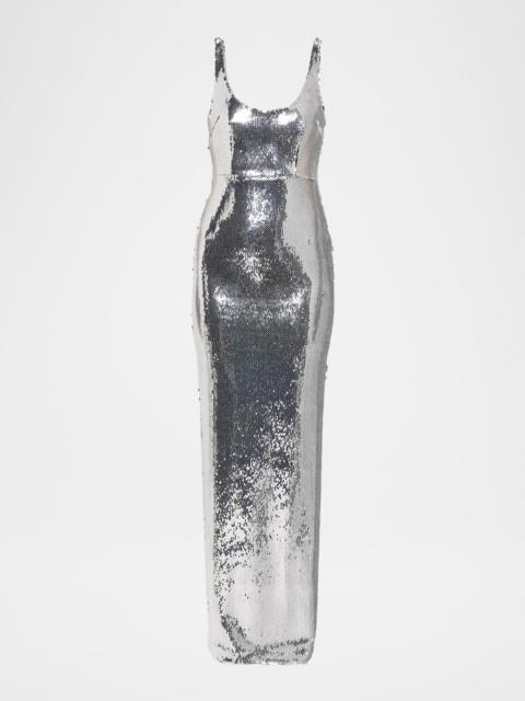 ALEX PERRY Sleeveless Sequined Column Singlet Gown