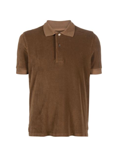 short-sleeves velvet-effect polo shirt