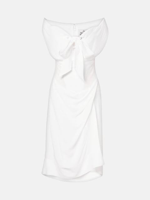 Bridal bow-detail midi dress