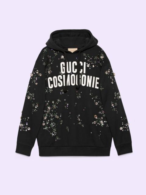 Black hooded sweatshirt with constellation embroidery