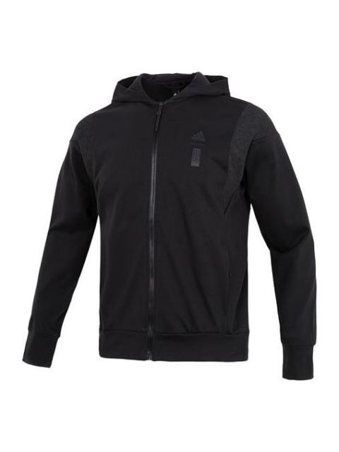 Men's adidas WJ PREM KN JKT Athleisure Casual Sports Hooded Solid Color Jacket Black HM2954