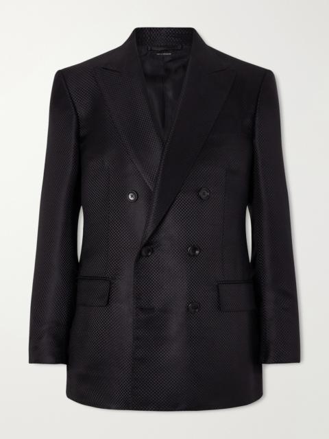 TOM FORD Double-Breasted Silk-Hopsack Blazer