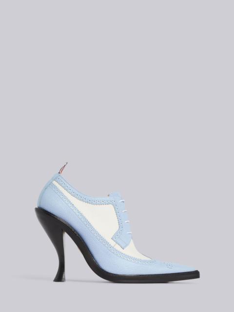 Thom Browne Light Blue Pebbled Calfskin Brogue Spectator Curved High Heel