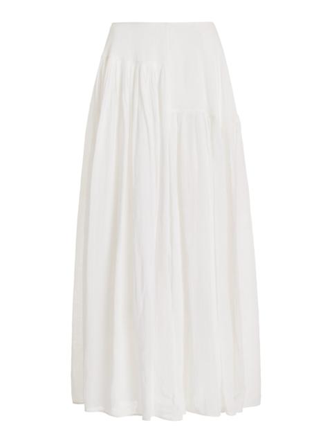 The Row Femke Pleated Cotton-Silk Maxi Skirt ivory