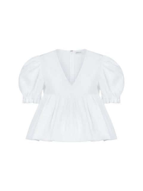 puff-sleeves cotton blouse