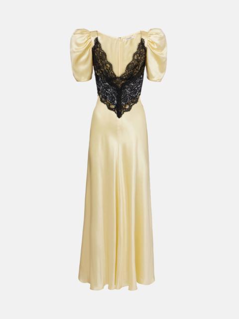 RODARTE Lace-trimmed silk charmeuse gown
