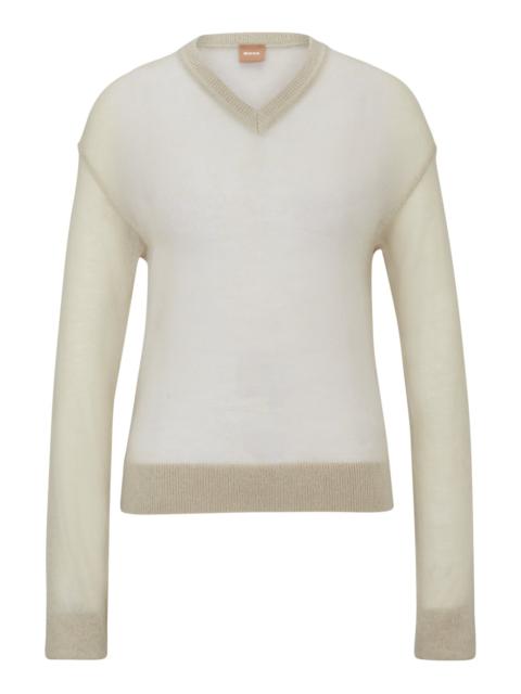 BOSS V-NECK SWEATER IN A SHEER KNIT