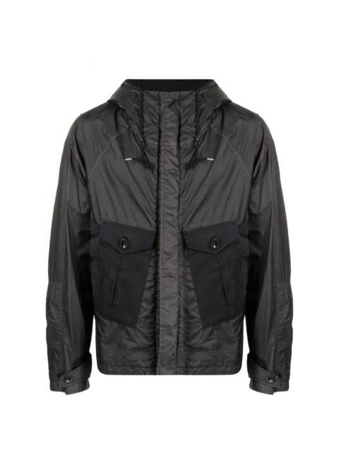 panelled lightweight hooded jacket