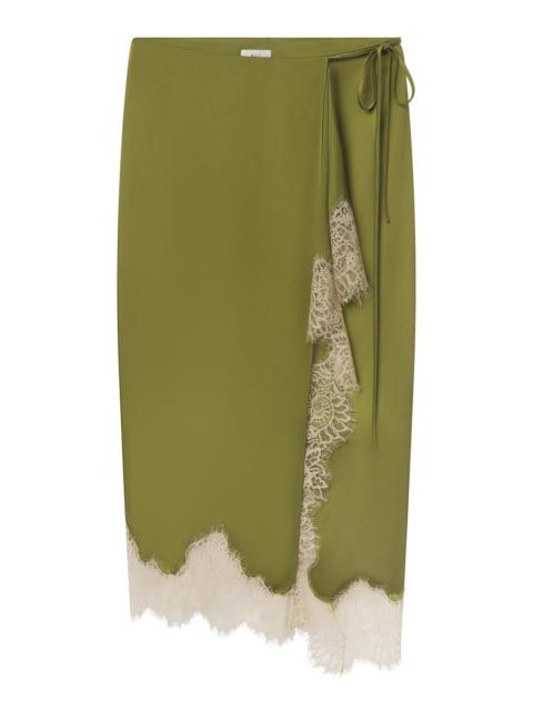 A.L.C. Bree Satin and Lace Midi Skirt
