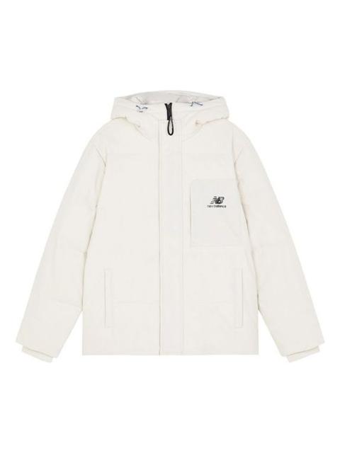 New Balance Logo Hooded Jacket 'White' AMJ13331-BE