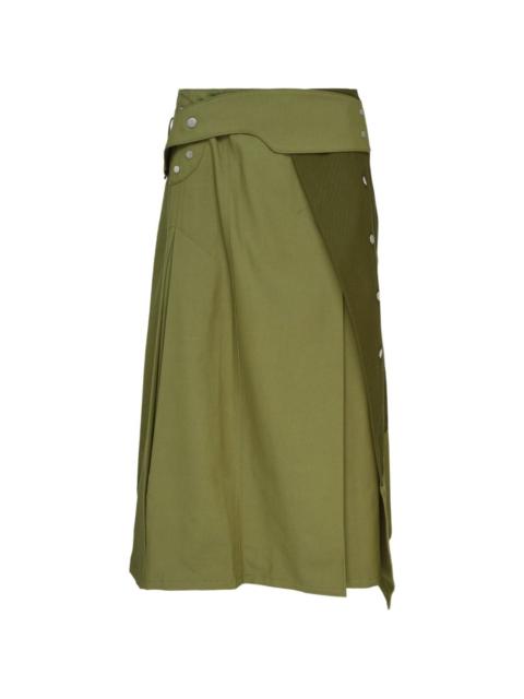 3.1 Phillip Lim patchwork pleated wrap midi skirt
