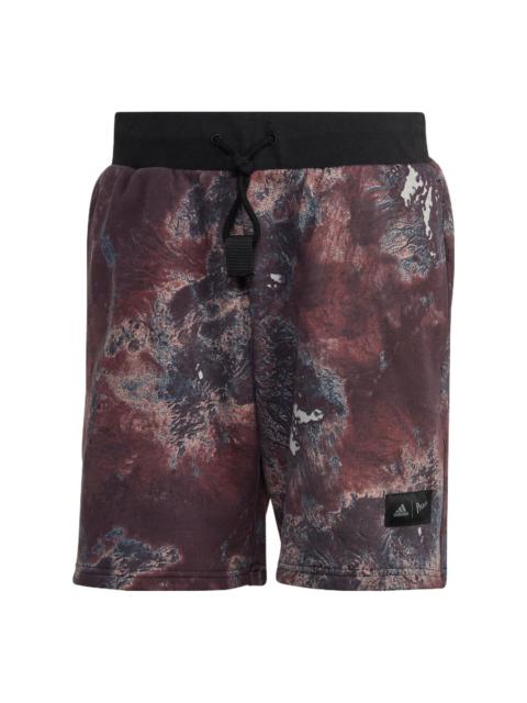 adidas Men's adidas x Parley Crossover Loose Paint Splash Effect Printing Sports Shorts Khaki Brown HK4513