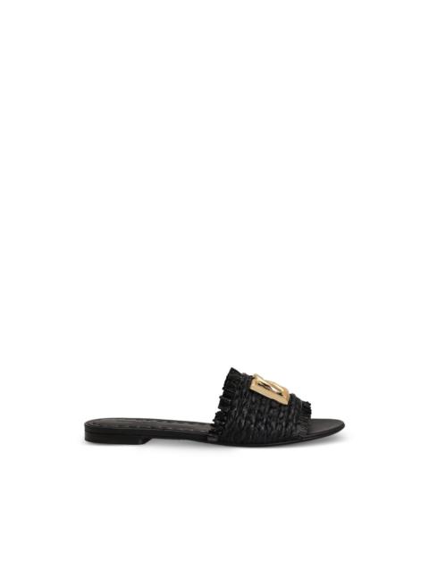 Dolce & Gabbana woven raffia slippers with fringe