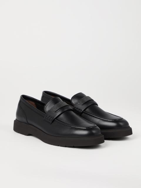 Nappa leather penny loafers with monili